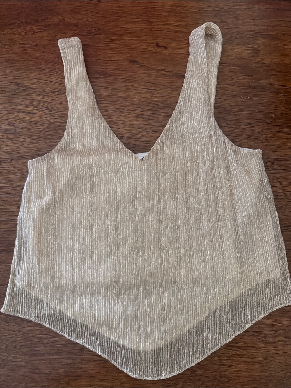 Sleeveless V-Neck Metallic Gold Tank Top